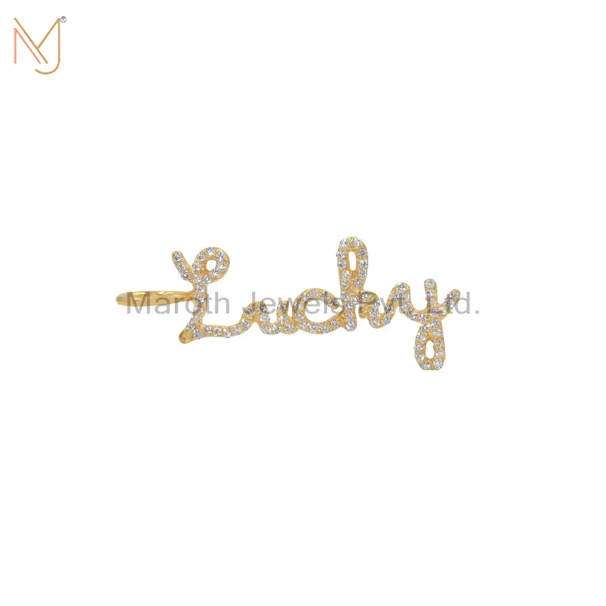 925 Silver CZ Lucky Cursive Lettes Pendant Custom Jewelry