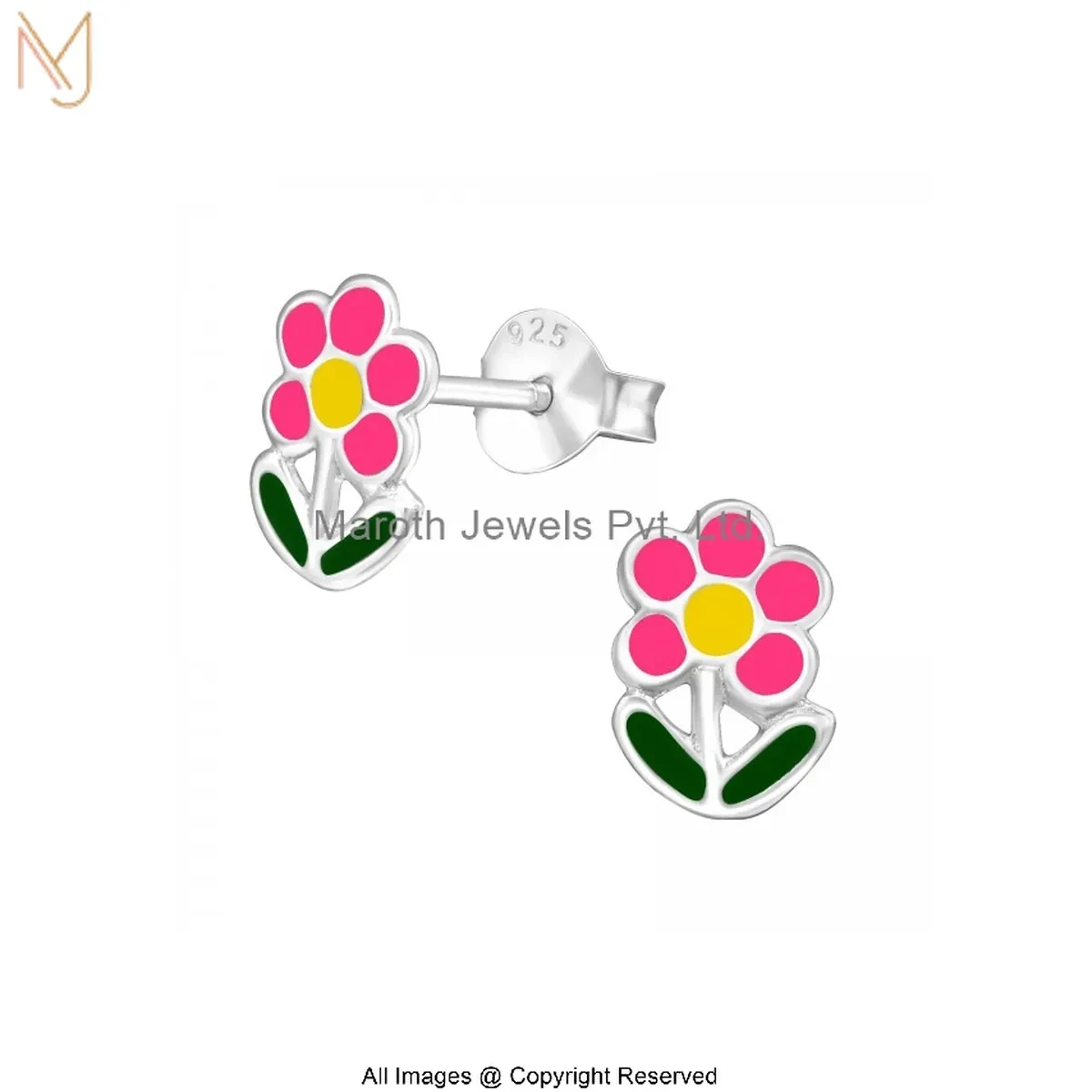 925 Silver White Gold Plated Tiny Bloom Studs Earring Manufacturer