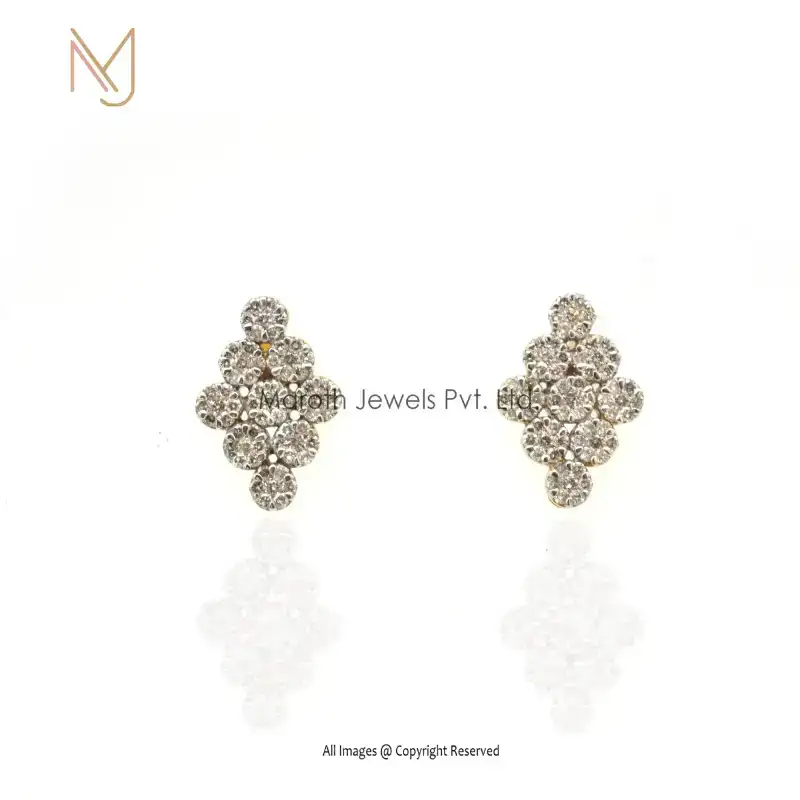 14K Yellow Gold Plated Pave Diamond Studs Earrings Jewelry Manufacturer