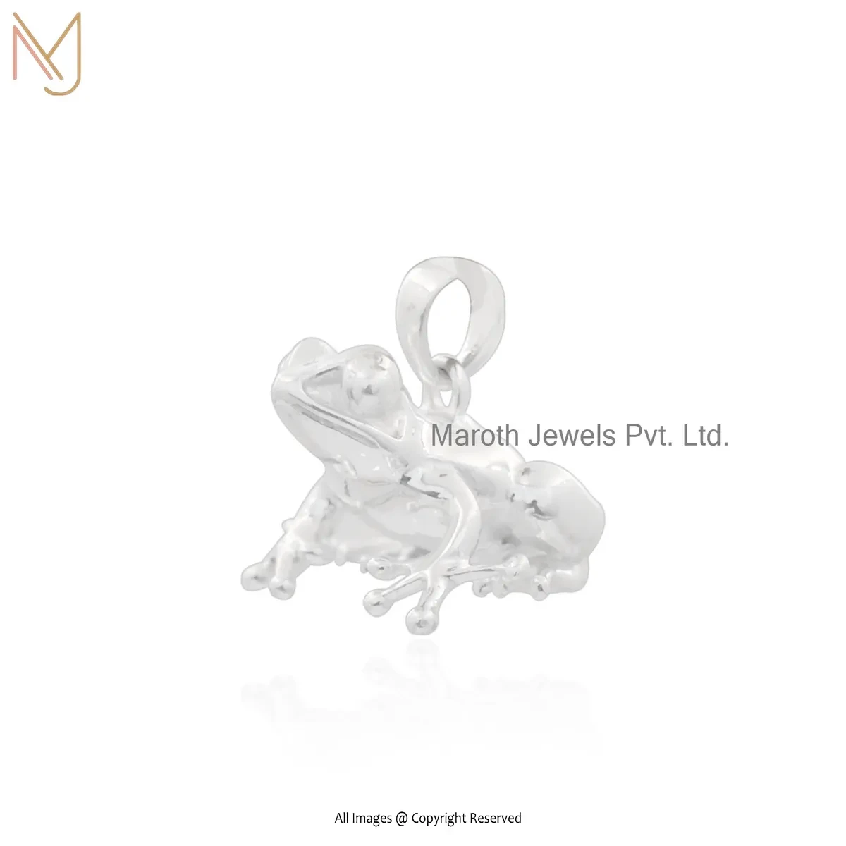 14K White Gold Frog Charm Pendant Jewelry Supplier