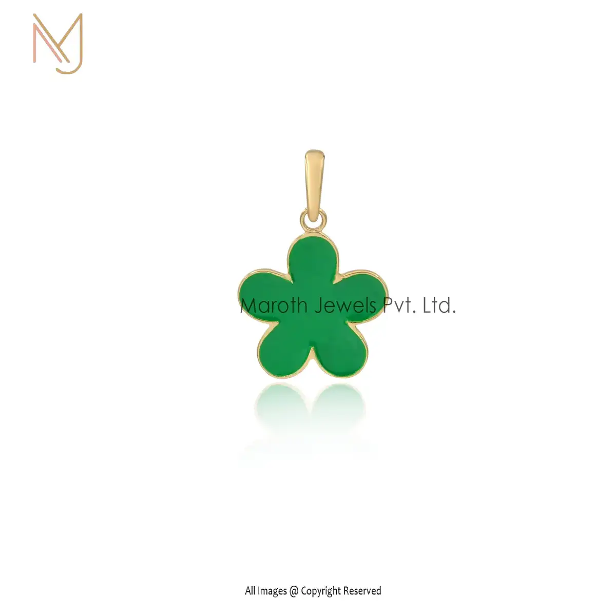 Private Lable 925 Silver Yellow Gold Plated And Enamel Flower Charms Pendant Jewelry