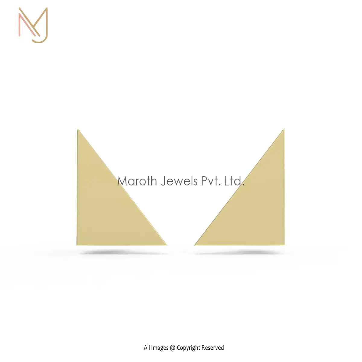 925 Silver Yellow Gold Plated Tringle Stud Earring Jewelry Manufacturer