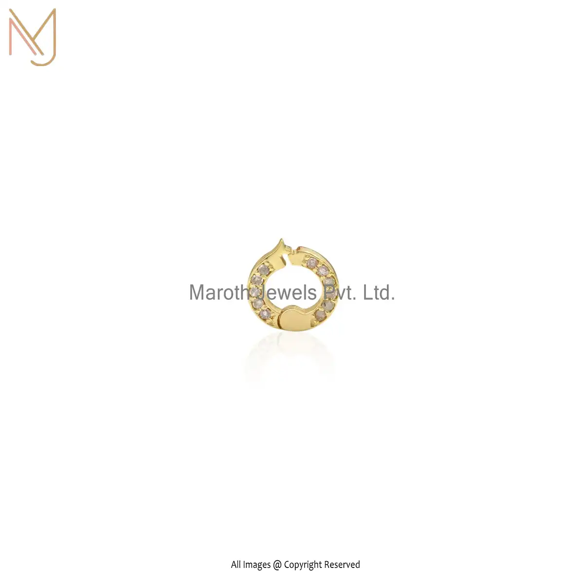 Wholesale 14K Yellow Gold Diamond Round Charm Holder