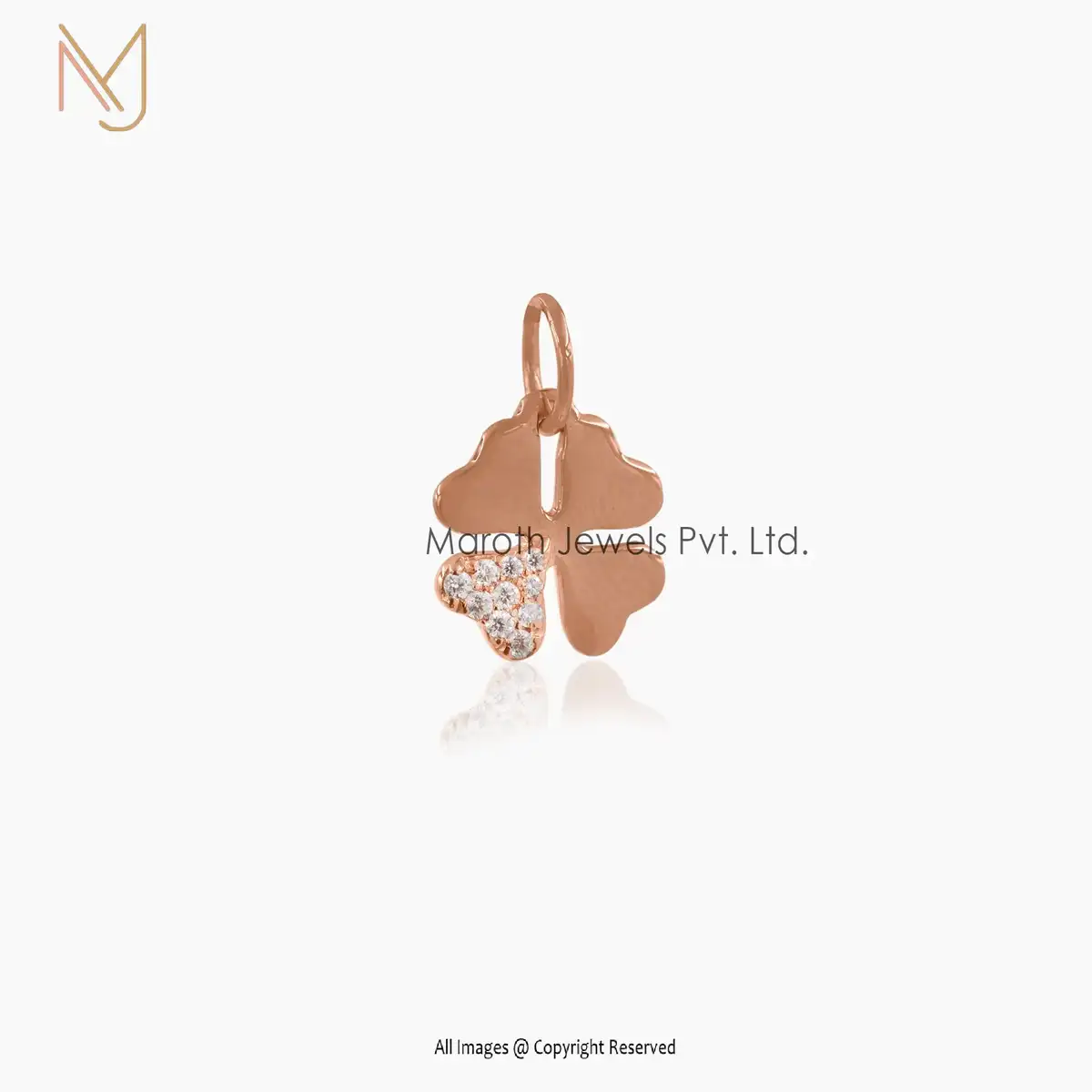 14K Yellow Gold Moissanite Four Leaf Clover Pendant Manufacturer