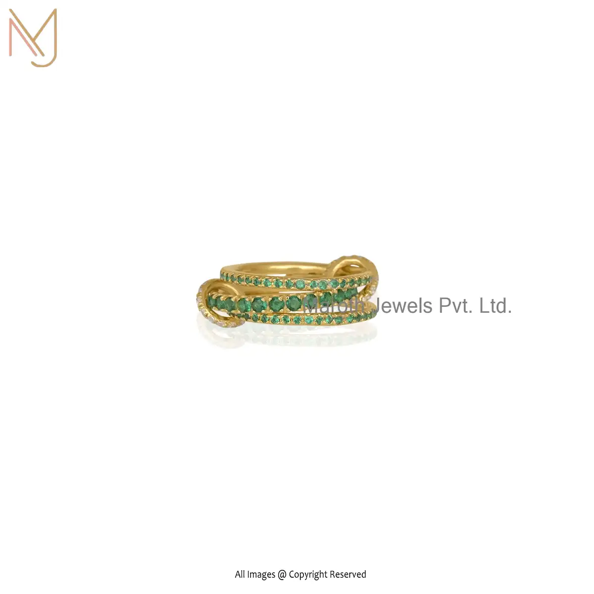 14K Yellow Gold Diamond Cubic Zircon Gemstone Connector Band Ring Jewelry Supplier