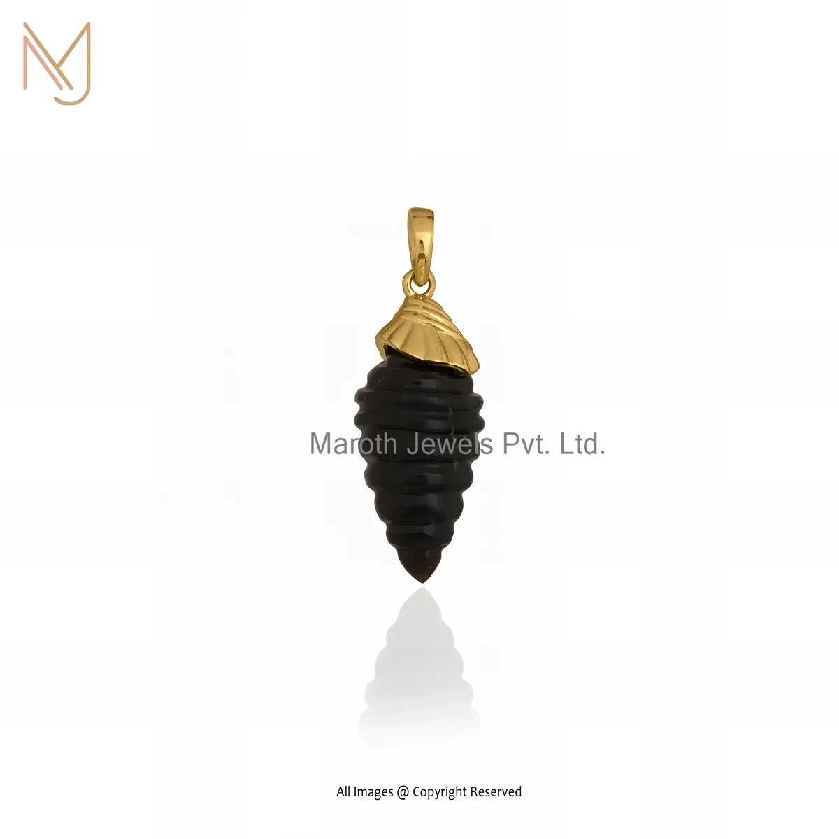 14K Yellow Gold Tiger Eye Shell Pendant Custom Jewelry