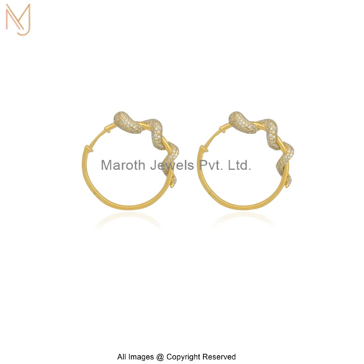 925 Silver Yellow Gold Plated Moissanite Ruby Snake Huggies Earring Custom Jewelry