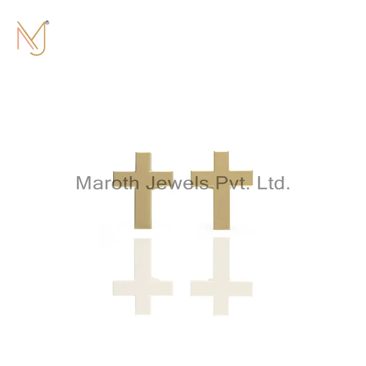 925 Silver Yellow Gold Plated Cross Earring Jewelry Supplier