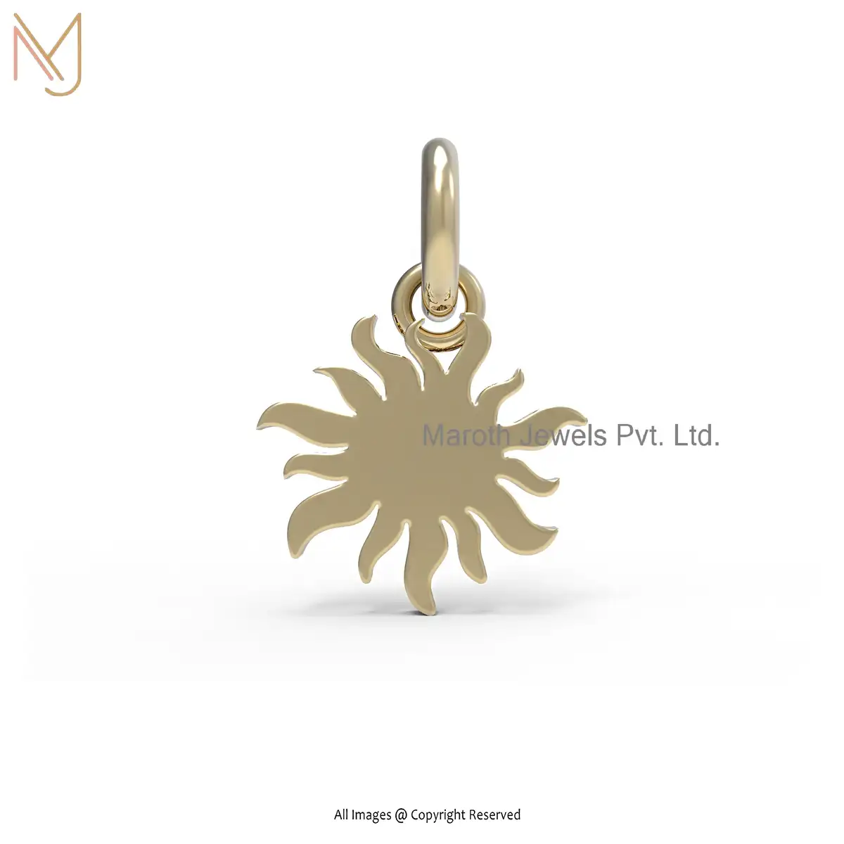 Private Lable 925 Sterling Silver Yellow Gold Plated Starburst Charm Pendant Jewelry