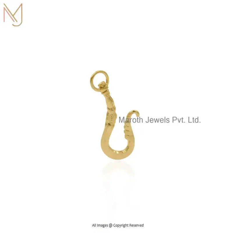 14K Yellow Gold Curved Hook Pendant Custom Jewelry