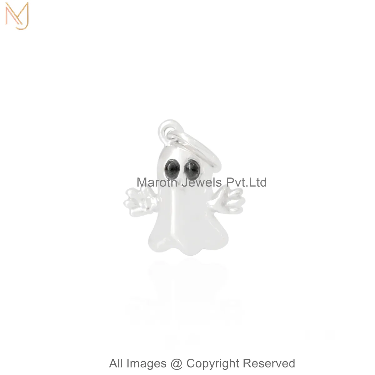 925 Silver Natural Silver Plated Black Cubic Zircon Cute Ghost Charm Pendant Custom Jewelry