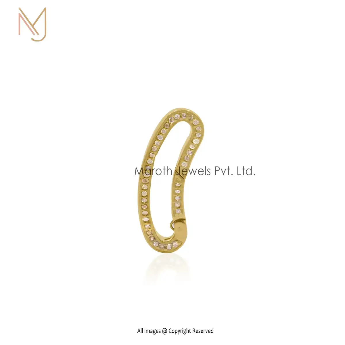 14k Yellow Gold Diamond Bean Shape hancer Lock Pendant Manufacturer