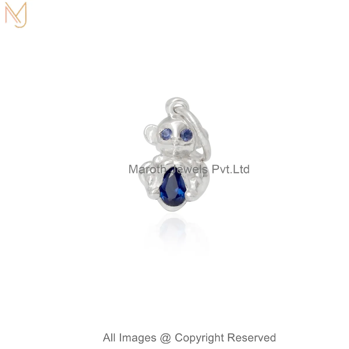 925 Silver Natural Silver Plated Cubic Zircon Blue Belly Monkey Pendant Jewelry Supplier