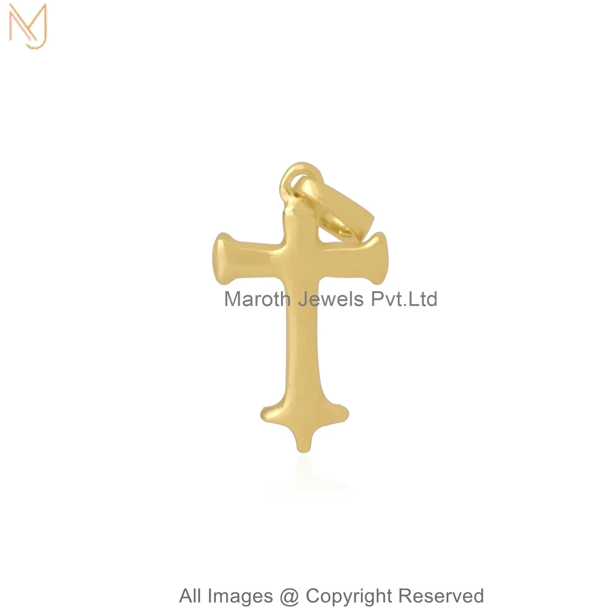 14K Yellow Gold Cross Charm Pendant Custom Jewelry