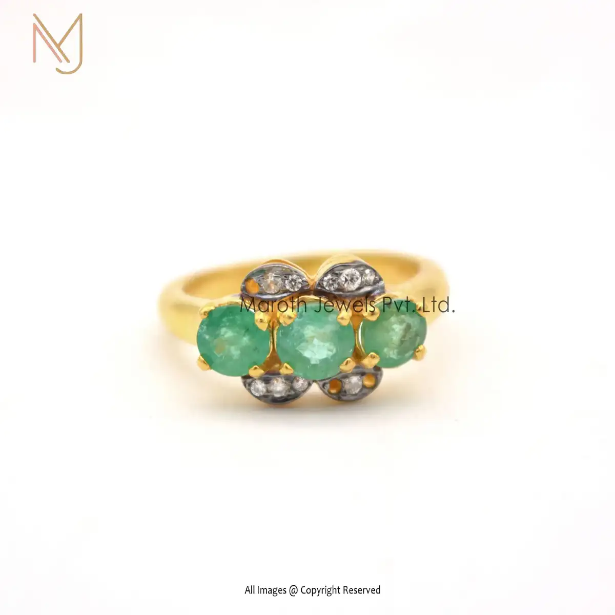 925 Silver Gold Rhodium Plated Diamond Emerald Ring Manufacturer