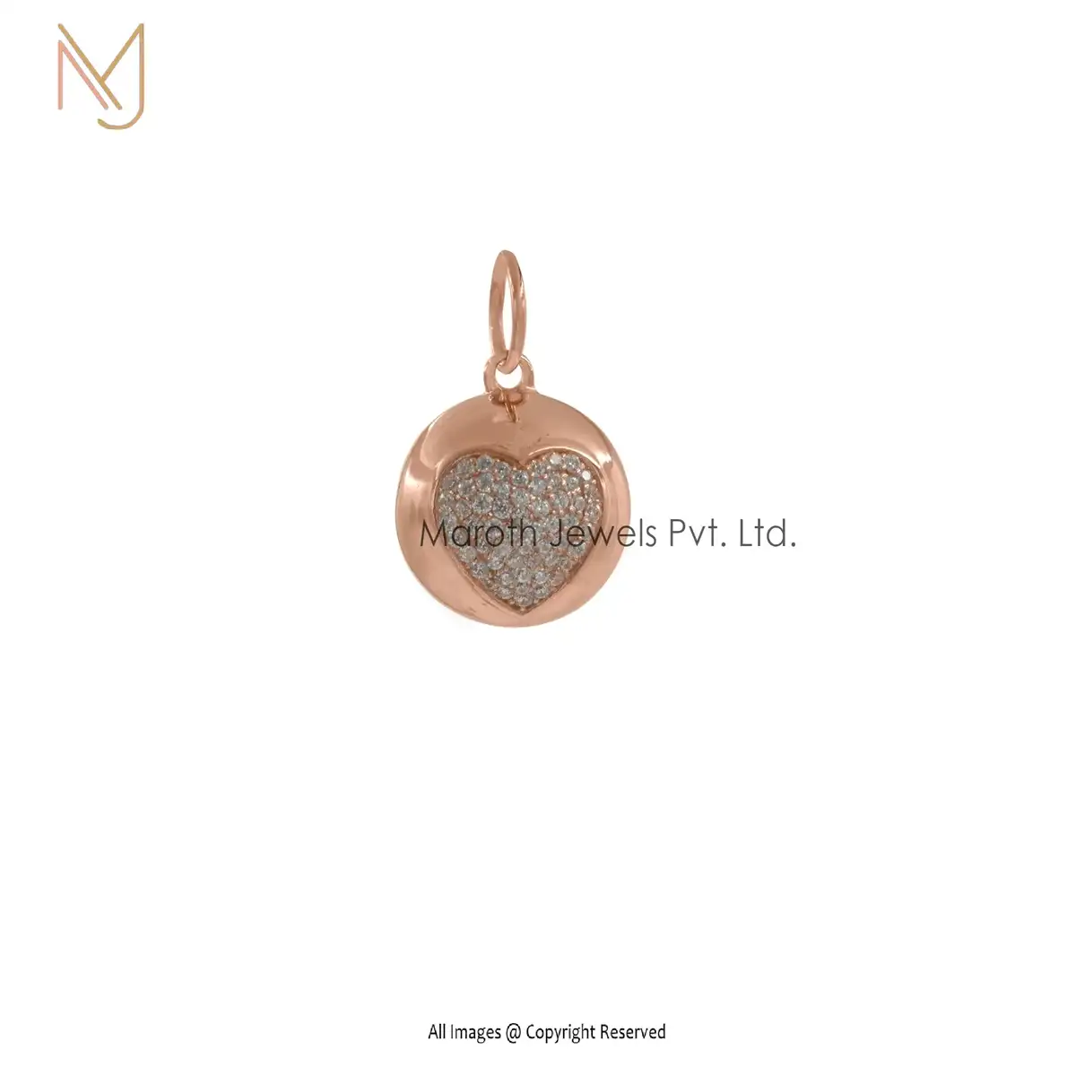 14K Rose Gold White Cubic Zircon Ball Pendant Jewelry Manufacturer