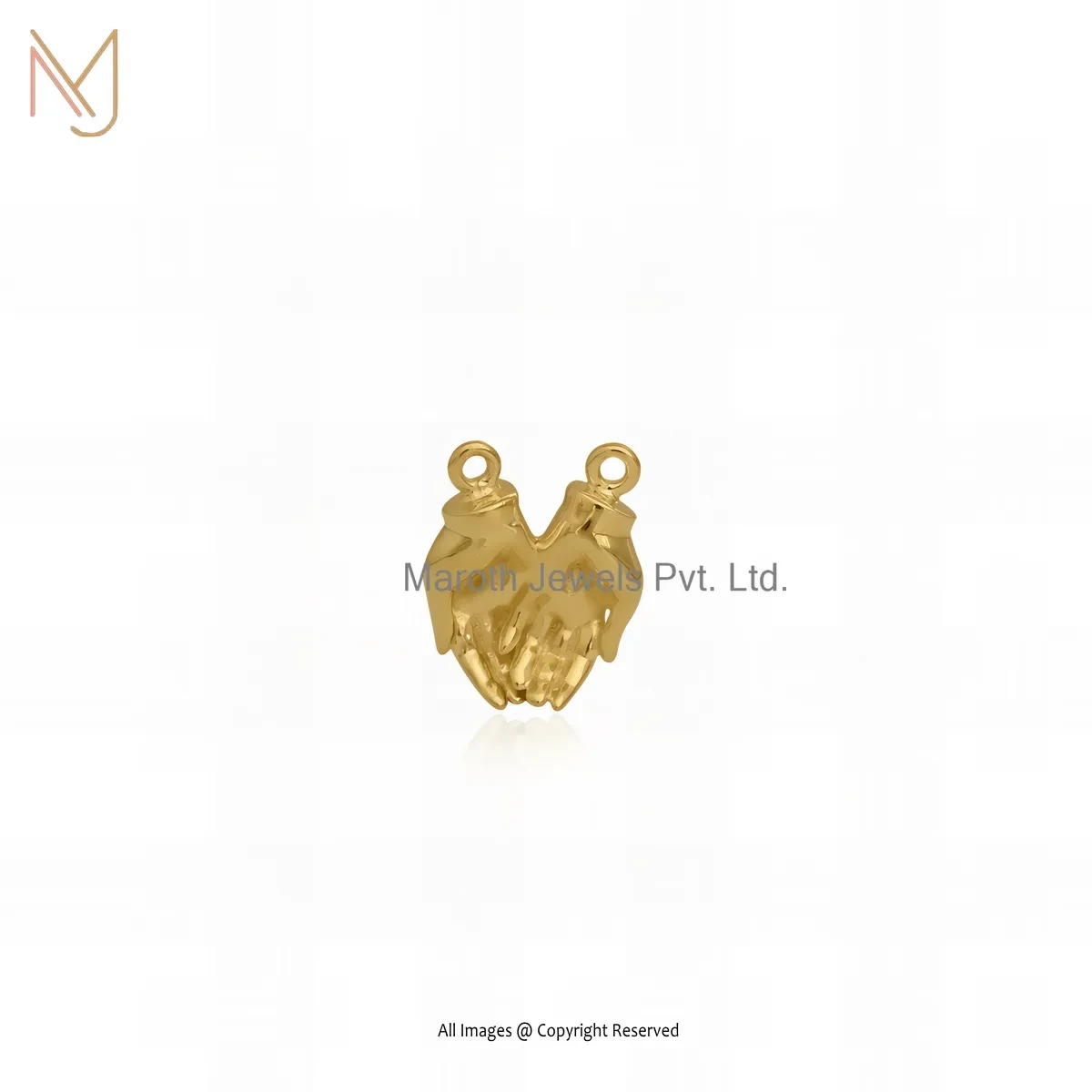 14K Yellow Gold Hand Charm Pendant Custom Jewelry