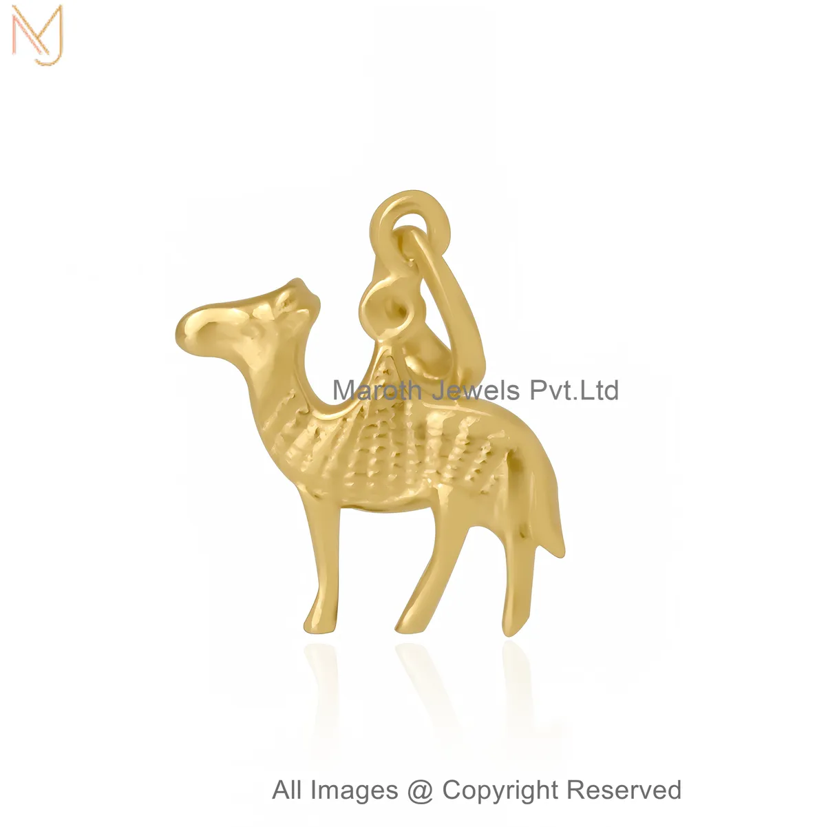 14K Yellow Gold Minimal Camel Charm Pendant Jewelry Supplier