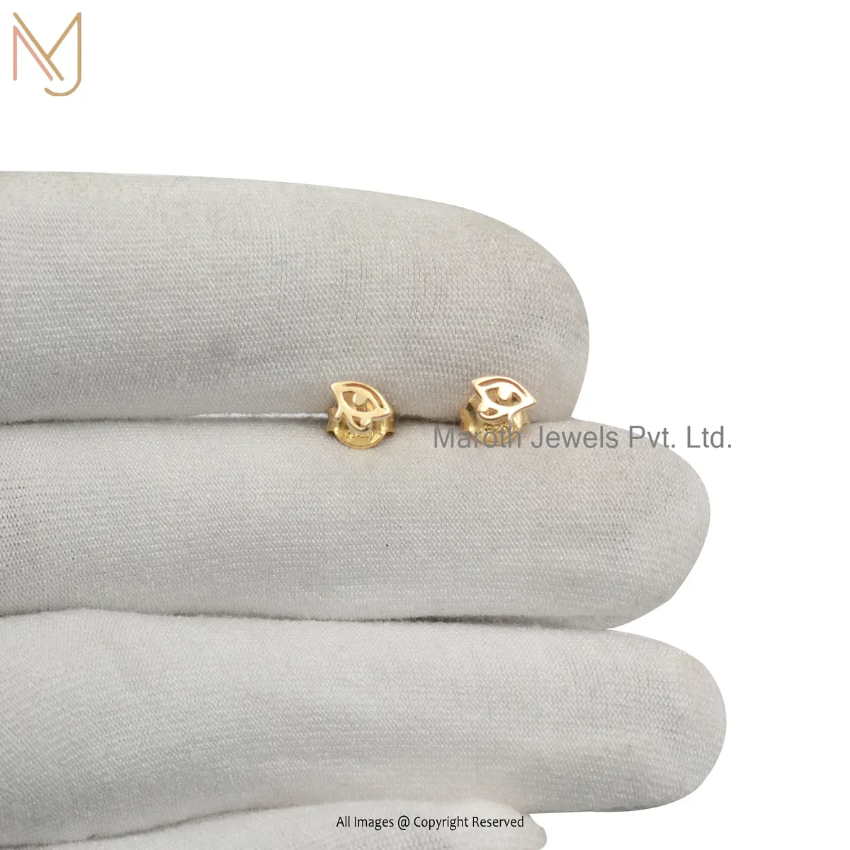 14K Yellow Gold Horus Eye Stud Earrings Jewelry Supplier