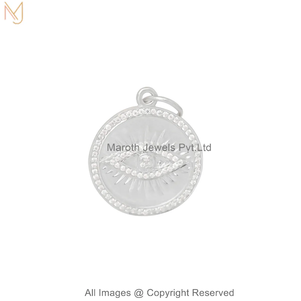 Wholesale 14K Yellow Gold Moissanite Evil Eye Round Pendant Nazar Protection Charm Minimalist Eye Jewelry