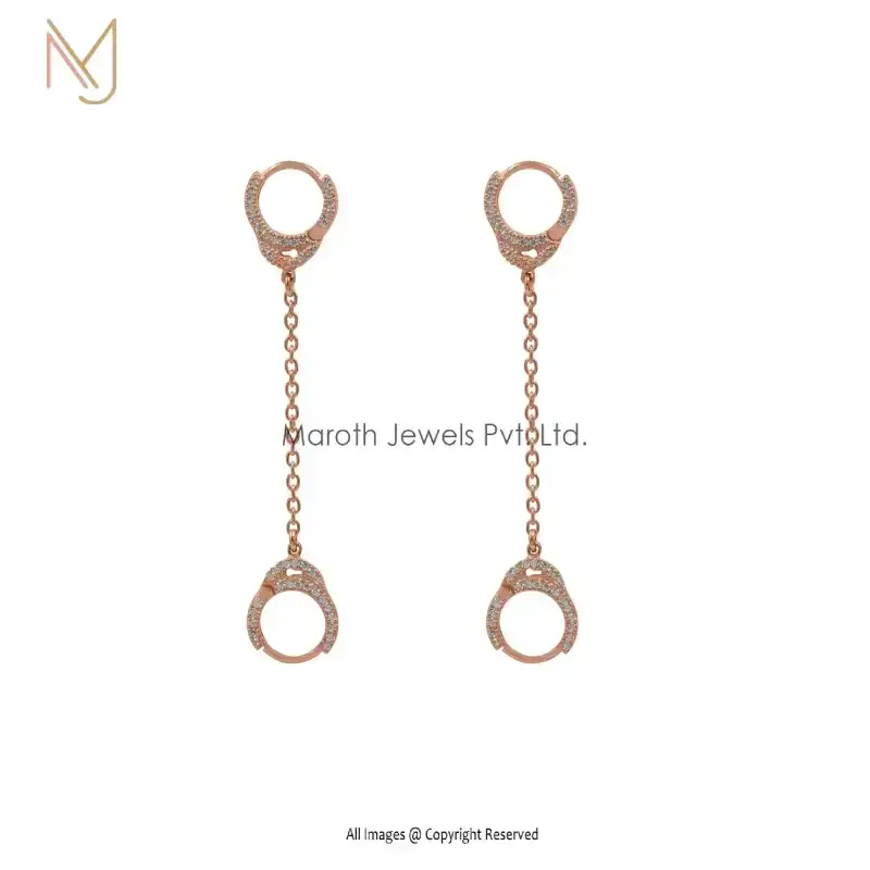 Wholesale 14K Yellow Gold Moissanite Chain Cuff Earrings